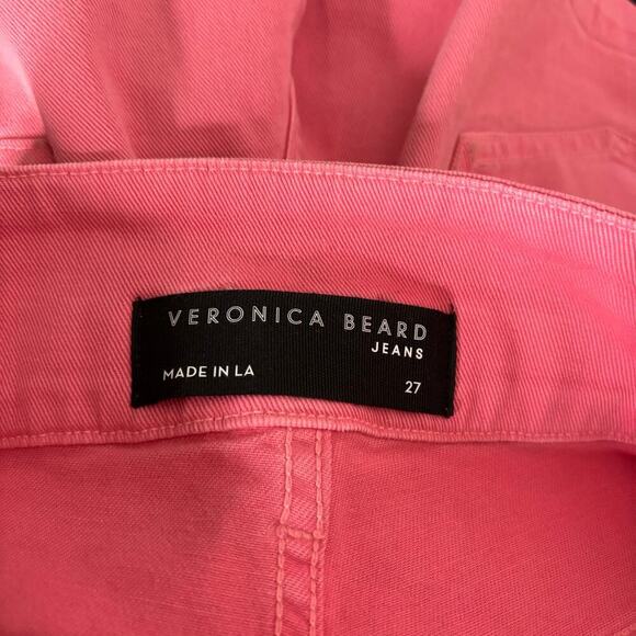 Veronica Beard Jaylen Pleated Denim Shorts Pink Sherbet Size 27 - Picture 7 of 7